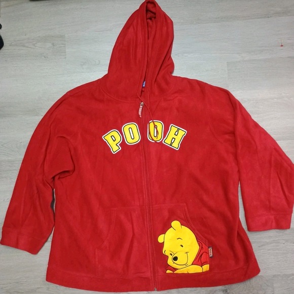 Disney Winnie The Pooh Red Hooded Fleece Sweatshirt 3X - Picture 1 of 7